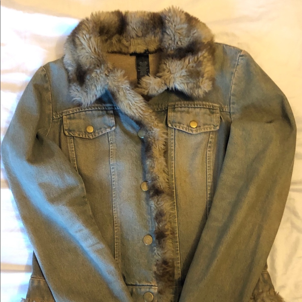 Kenneth Cole faux-fur jean jacket